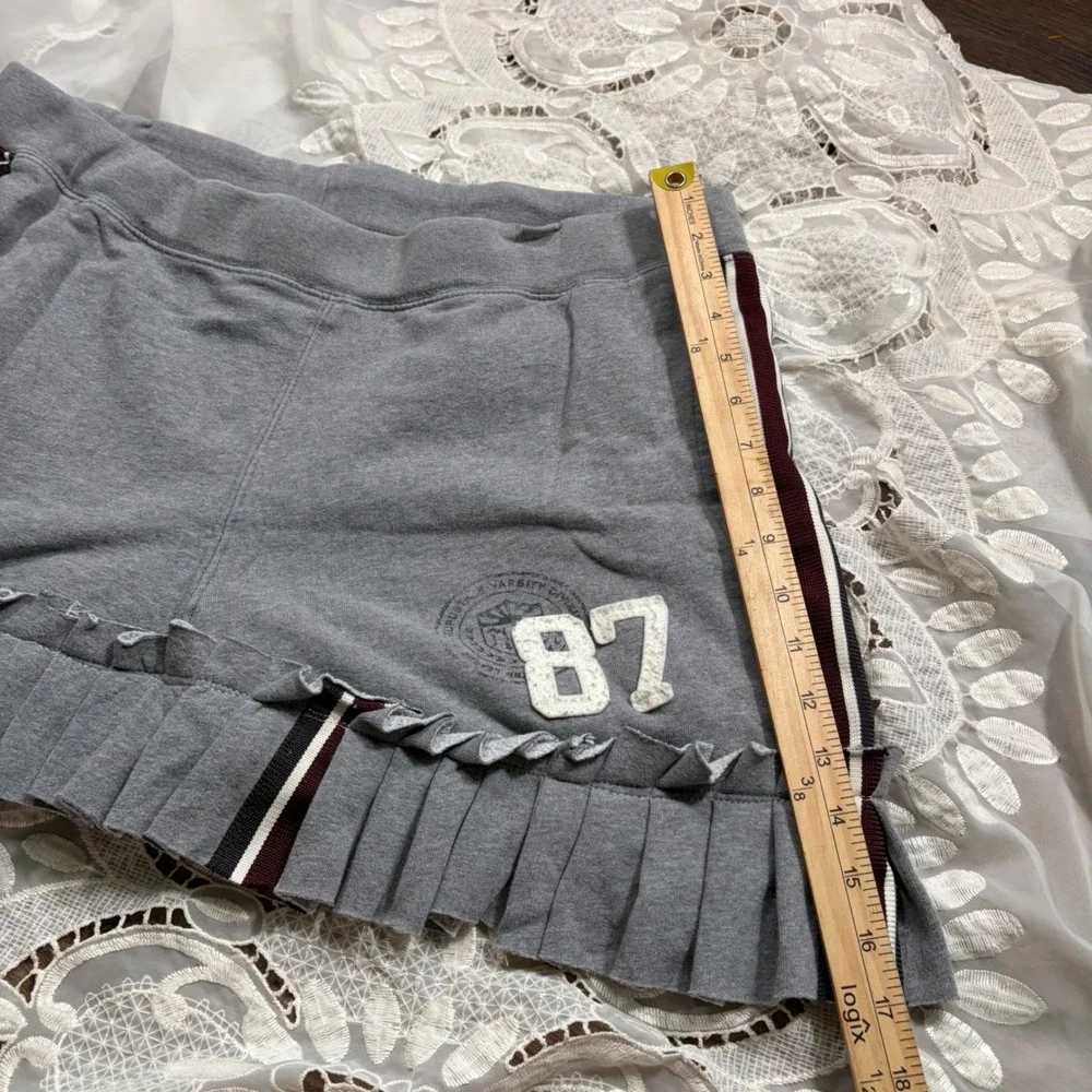 RARE Y2K Aeropostale Gray Fleece Ruffle Mini Skirt 87 Sporty Collegiate Large